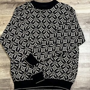 Byford Men's Crewneck Sweater in Navy Blue and White Pattern XL made in USA